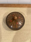 Vintage Round Wooden Decorative Japanese Trinket Box Made In Japan
