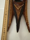 Vintage Tiki Mask Tribal Art Decor Wood Wall Hanging African Ethnic Long Brown