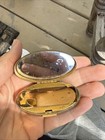 Vintage 1950s Max Factor Mother Of Pearl Compact Brass Lipstick Mirror Case Mop   