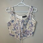 Scarlet Darkness Renaissance Floral Corset Top Blue Purple Floral Lace Up Size 6
