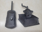 2 Vintage Black Cast Iron Kitchen Wall Decor Plaque Butter Churn Coffee Grinder