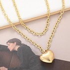 Gold Heart Pendant Necklace For Women 14k Gold Plated Chunky Cuban Chain Link Ne