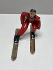 Vintage Barclay manoil Lead Skier In Red Outfit With Metal Skis And Ski Poles