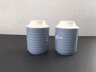 Vintage Mid Century Modern Baby Blue Melamine Salt   Pepper Shakers Plastic Set
