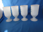 4 Irish Coffee Mugs Milk Glass Pedestal Footed With Shamrock Gold Trim Vintage