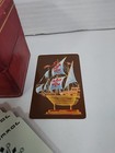 Vintage Italian Embossed Red Leather Playing Cards Deck Holder Box 2 Decks Case