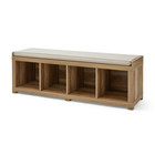 4-cube Entryway Organizer   Foyer Wood Storage Bench With Soft Seat Cushion New