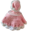 Vtg Bed Pillow Dresser Tp Doll Pink White Handcrafted Crochet Dress Sleepy Eyes