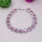 4pc Jewelry Set Lovely Pink Heart Women Silver Bracelet Earring Girls Necklace