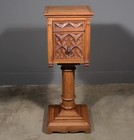 Vintage French Gothic Revival Stand  Cabinet  End Table Highly Carved Oak Wood