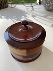 Wooden Box Hand Turned Marquetry Inlaid Various Woods Round Jewelry Storage