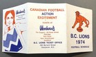1974 Bc Lions Canadian Football League  cfl  Pocket Schedule