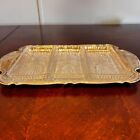 Vintage Silver Plate  Relish Serving Tray W  3 Glass Insert Dishes Serving Tray