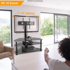 Glass Floor Tv Stand With Swivel Mount For 32-70 Inch Flat Screen Tvs