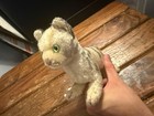 Vintage 50s 60s Steiff Tabby Cat Mohair Stuffed Kitten Toy Green Eyes