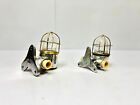 Post Mount Old Ship Salvaged Aluminum Brass Metal Wall Sconce Light Set Of 2