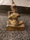 Vintage Thai Buddha Statue Ethereal Gold Gilt Bronze Deity Playing The Flute