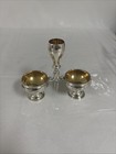 Ornate  800 Silver Triple Condiment Server Two Open Salt Cellars   Centralshaker