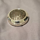 Stratton England Round Metal Pill Box  Silver-tone With Textured Lid