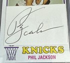 Phil Jackson Signed Topps 1973 74 Knicks Cut Psa Coa Mint Auto Hof Coach Bulls