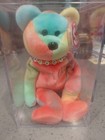 Ty Beanie Baby Peace Bear Dark Rainbow Tie-dye Plush Vintage 1996