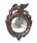 Vintage Bronze Syroco Wall Mount Mid Century Convex Mirror Federal Eagle Plastic