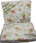 Vtg Cannon Sheets Twin Flat  twin Fitted Only Rose Swirl No Iron Spring Floral