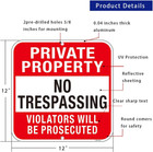 Large  4 Pack  Private Property No Trespassing Sign  12x12 Inches Metal Heavy Du