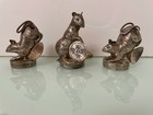 3 Vintage Or Antique Mouse Rat Figurine Financial Success Silver Statue  