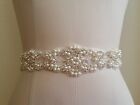 20  Jeweled Part Wedding Sash Belt - Silver Clear Stone Pearl Sash Belt