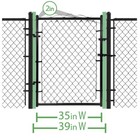 Large 4  X 3 3  Flat Top Black Galvanized Steel Chain Link Fence Wide Walk Gate