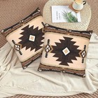 Western Aztec Pillow Covers 20x20 Set Of 2  Southwest Native American Brown 