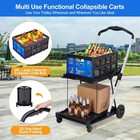 Collapsible Utility Shopping Cart Foldable 2 Basket Grocery Laundry With Wheels