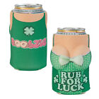Rub For Luck Boobzie Beer Can Cooler Green