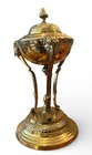 Vtg Ornate Brass Pedestal Incense Burner W Lid Rams Sheep Franch Empire Revival