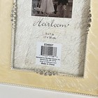 Elegant Silver Metal Vanilla Pearlescent Enamel Swirl W crystals 5x7 Photo Frame