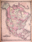 Rare Antique 1860 Map Of North America By Johnson   Browning - 18x26