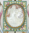 Stunning Hand Carved Shell Cameo In Micro Mosaic Frame-celestial Harmony Design