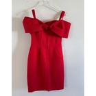 Vintage Act I Petites Red Off Shoulder Bow Cocktail Dress Size 4 Made In Usa