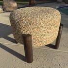 Custom Reupholstered Footstool Ottoman Solid Wood Legs Multicolored Upholstery