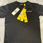 Off-white Kids Size 7 Black Logo Graphic Cotton Crewneck Short Sleeve T-shirt
