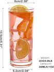 Highball Glasses Set Of 6-8oz Tall Water Glasses For Mojito  Whiskey  Cocktails