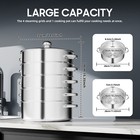 5 Layer Stainless Steel Steam Cooker Steamer Set Pan Cook Pot With Glass Lid