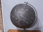 Antique Metal Black Field 20  Terrestrial Globe W  Cast Iron Base