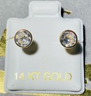 Solid 14k Yellow Gold Stud Earring Basket 1 5 Ct Round Ball Brilliant Studs 5mm