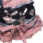Seminole Native American Patchwork Girls Hat Vintage Hand Made Pink White Brown
