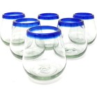 Hand Blown Mexican Stemless Wine Glasses - Set Of 6 Glasses
