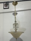 Pair Glass Fixtures Shades Antique Great Brass Rewired Eh