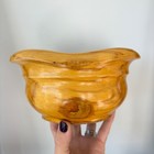 Hand Turned Wood Bowl With Wavy Rim Artisan Decorative Centerpiece 7 5 Inch