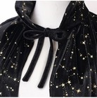 Hooded Witch Costume Cape Cloak  Black gold Star Print  Tie Closure